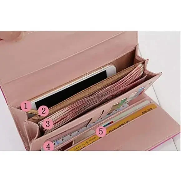 Crown Rhombus Pattern Wallet In Light Pink - Picture 5 of 7